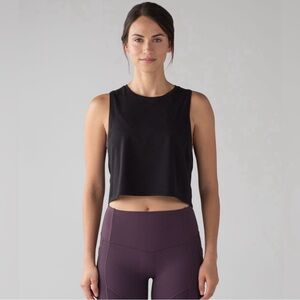 Lululemon Cut Back Crop Tank Top Black Women’s Medium Keyhole Back Pima Cotton